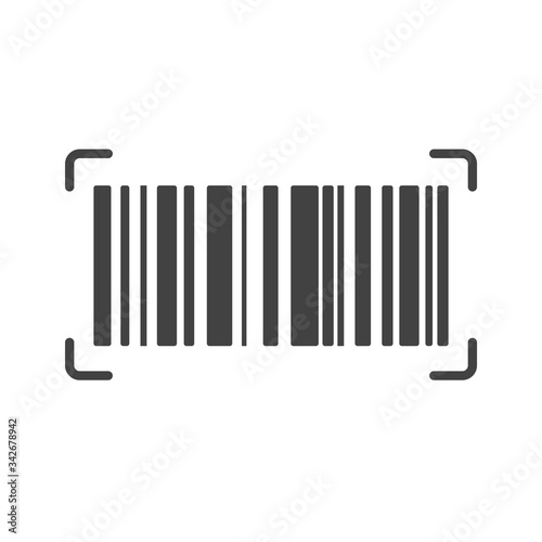 Barcode Icon. Almost black barcode for scanning to check product prices Isolated on white background.