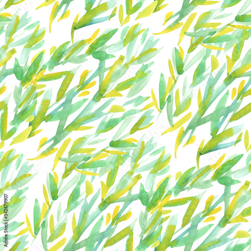 Spring meadow foliage watercolor seamless pattern