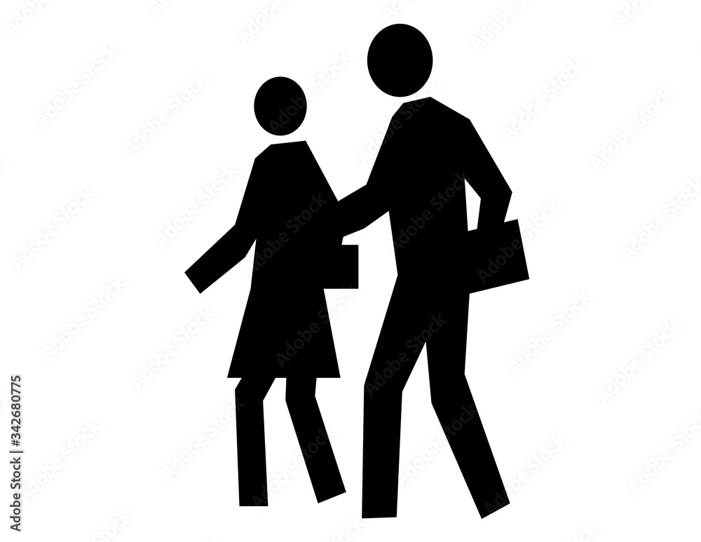 Silhouette of a woman and man on a white background. Silhouette of a woman and man on a white background.