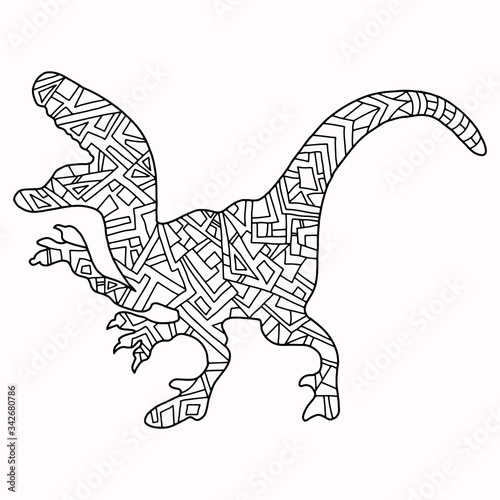 dinosaur drawn with geometric figures for coloring, vector