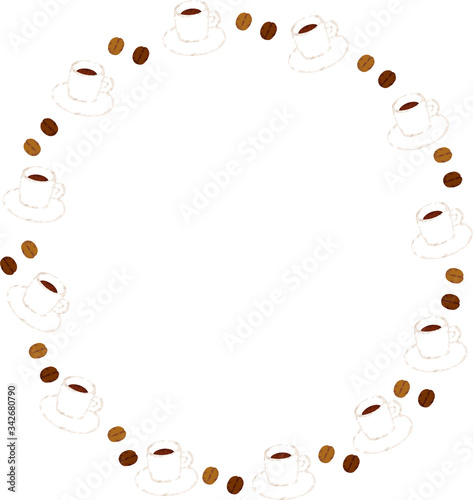 コーヒーとコーヒー豆　クレヨン