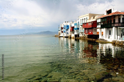 Greece, Cyclades islands, Mykonos, Little Venice neighborhood. photo