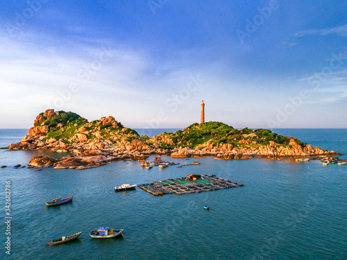 Ke Ga lighthouse, la gi, binh thuan, Vietnam. Aerial view photo