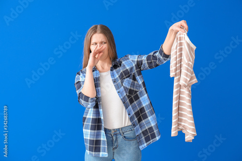 Displeased woman with dirty...