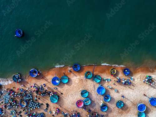 Beach anh sea at Ke Ga, La gi, Binh Thuan, Vietnam . Aerial view photo