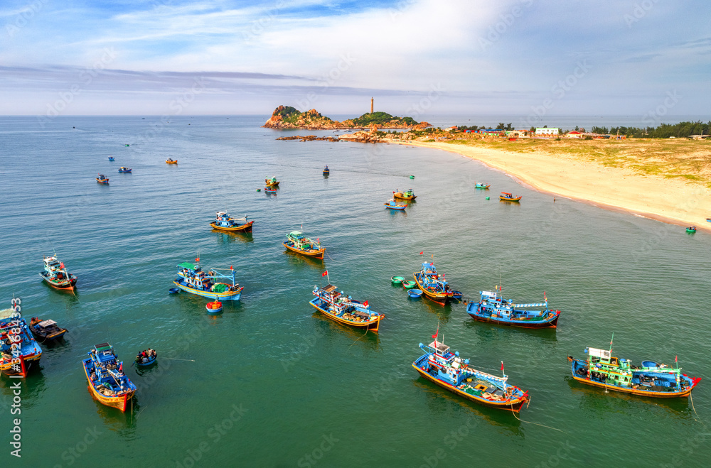Beach anh sea at Ke Ga, La gi, Binh Thuan, Vietnam . Aerial view