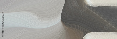 abstract decorative horizontal header with ash gray, dim gray and light gray colors. fluid curved lines with dynamic flowing waves and curves for poster or canvas