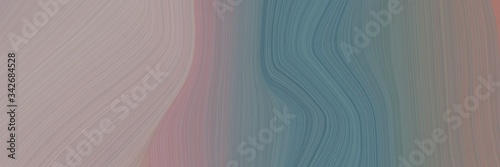 abstract dynamic horizontal header with gray gray, teal blue and rosy brown colors. fluid curved lines with dynamic flowing waves and curves for poster or canvas