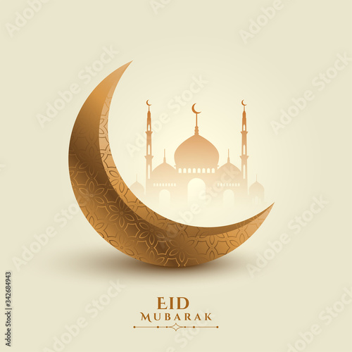 eid mubarak moon and mosque beautiful background photo