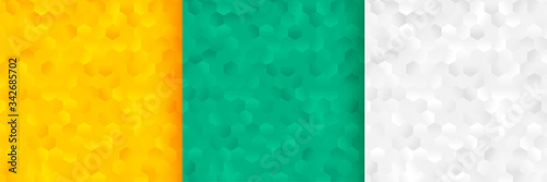 hexagonal patterns background set in three colors