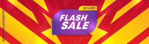 Flash sale banner.sale banner template design background. vector illustration banner design concept with lightning element.