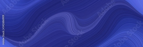 abstract artistic designed horizontal banner with dark slate blue, royal blue and slate blue colors. fluid curved lines with dynamic flowing waves and curves for poster or canvas