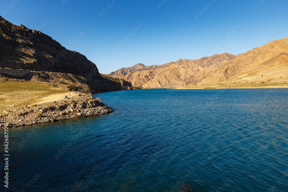Naryn River in the mountains of Kyrgyzstan.