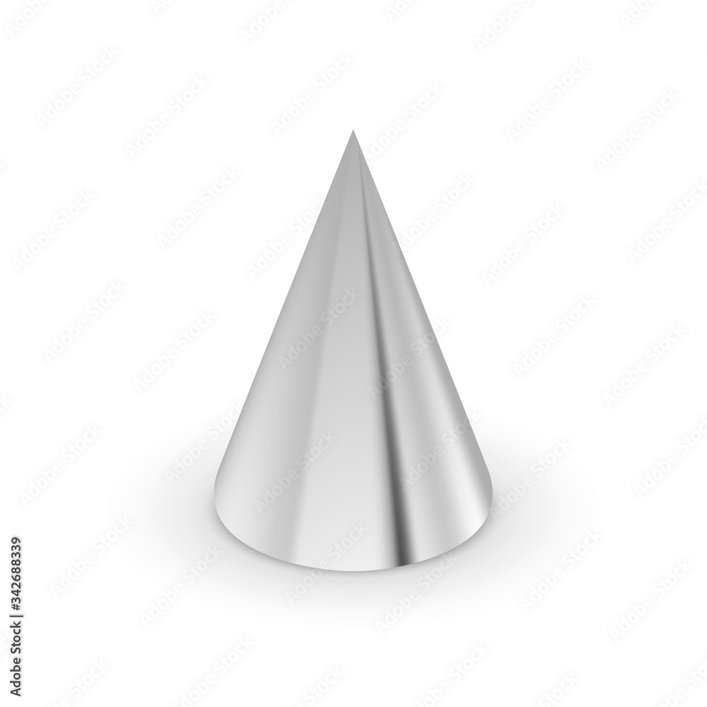 Blank glossy metal 3d cone on white Blank glossy metal 3d cone on white