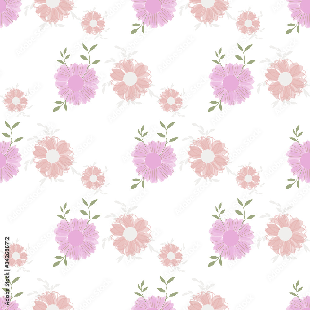 Seamless pattern with abstract flowers. Creative color floral surface design. Vector background.
