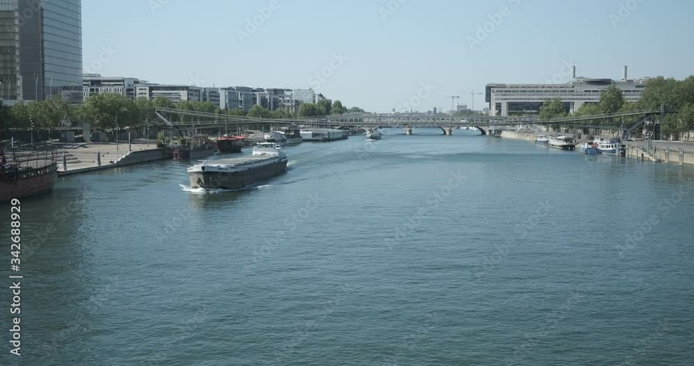 boat sailing on the seine river, paris boat sailing on the seine river, paris