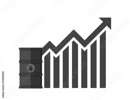 Gasoline Fuel Gas Petrol Oil Stock Value Market Demand Price Rise Increase Up Skyrocket With Graph Chart Diagram Illustration Vector. Can be Used for Web, Mobile, Infographic and Print.