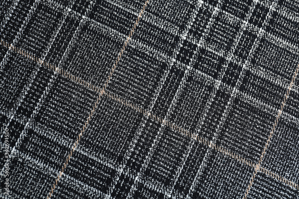 Fototapeta premium Texture of beautiful checkered fabric as background, closeup