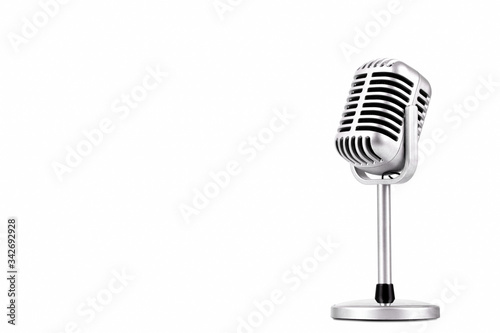 Canvas Print Retro microphone isolated on white background