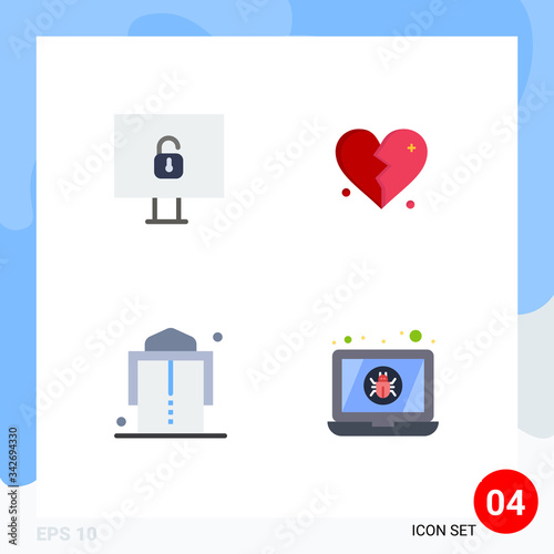 User Interface Pack of 4 Basic Flat Icons of computer, girdle, brokan, wedding, device photo