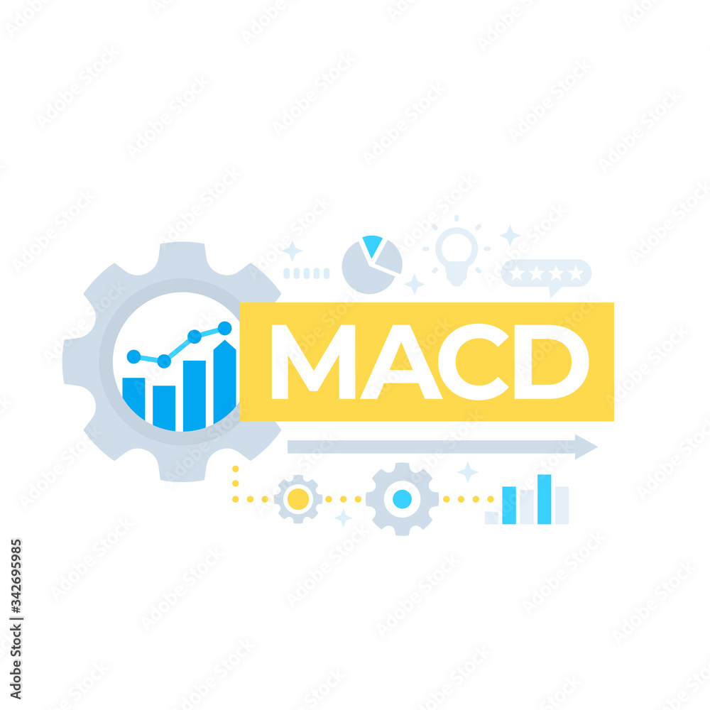 Fototapeta premium MACD indicator, Moving Average Convergence Divergence vector design