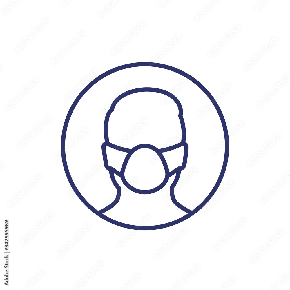 man in mask line icon on white