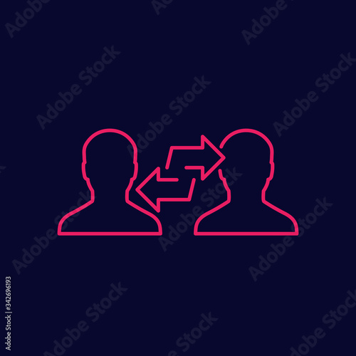 Social distance line icon with people