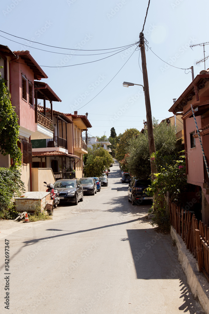 A street in Uranopolis in Greece
