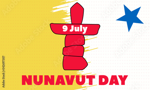 Nunavut Day is a public holiday in the Canadian territory of Nunavut. July 9 th. Poster, card, banner, background design.  photo