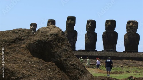 Easter Island Moai statues blue sky