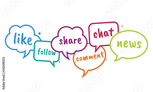 Vector illustration of a collection of chat clouds or colorful speak bubble. Suitable for illustrations of social media activities, online social interactions, and discussion of current issue.