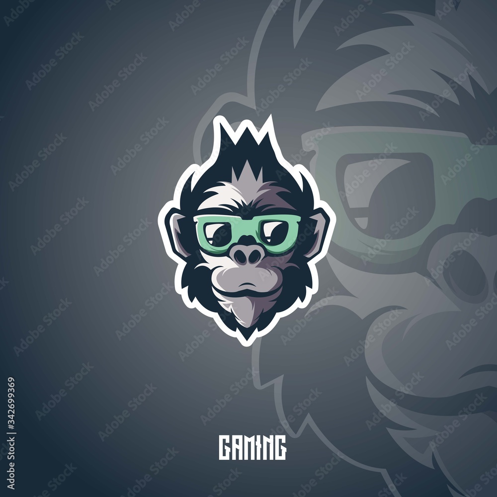 Monkey mascot logo design with modern illustration concept style for badge, emblem and t shirt printing. Monkey illustration for sport and e-sport team.
Monkey mascot logo design with modern illustration concept style for badge, emblem and t shirt printing. Monkey illustration for sport and e-sport team.