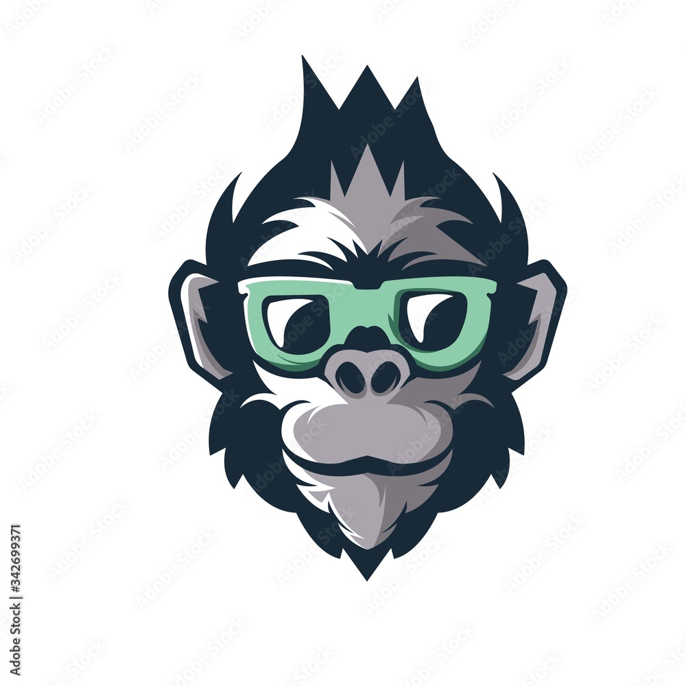 Monkey athletic club vector logo concept isolated on white background.  Modern sport team mascot badge design. E-sports team logo template with  animal vector illustration Stock Vector | Adobe Stock