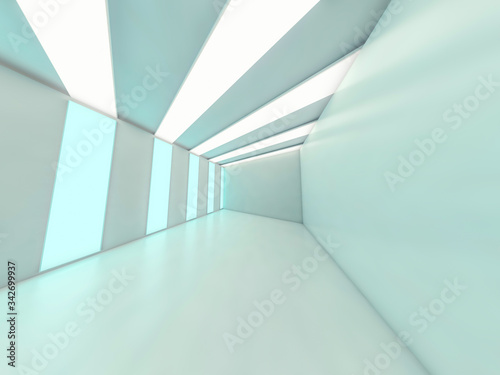 Abstract modern architecture background, empty open space interior. 3D