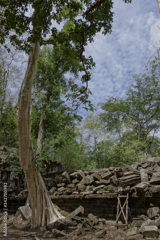 Fototapeta premium a wall in Beng Mealea