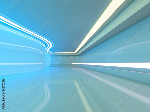 Abstract modern architecture background, empty open space interior. 3D