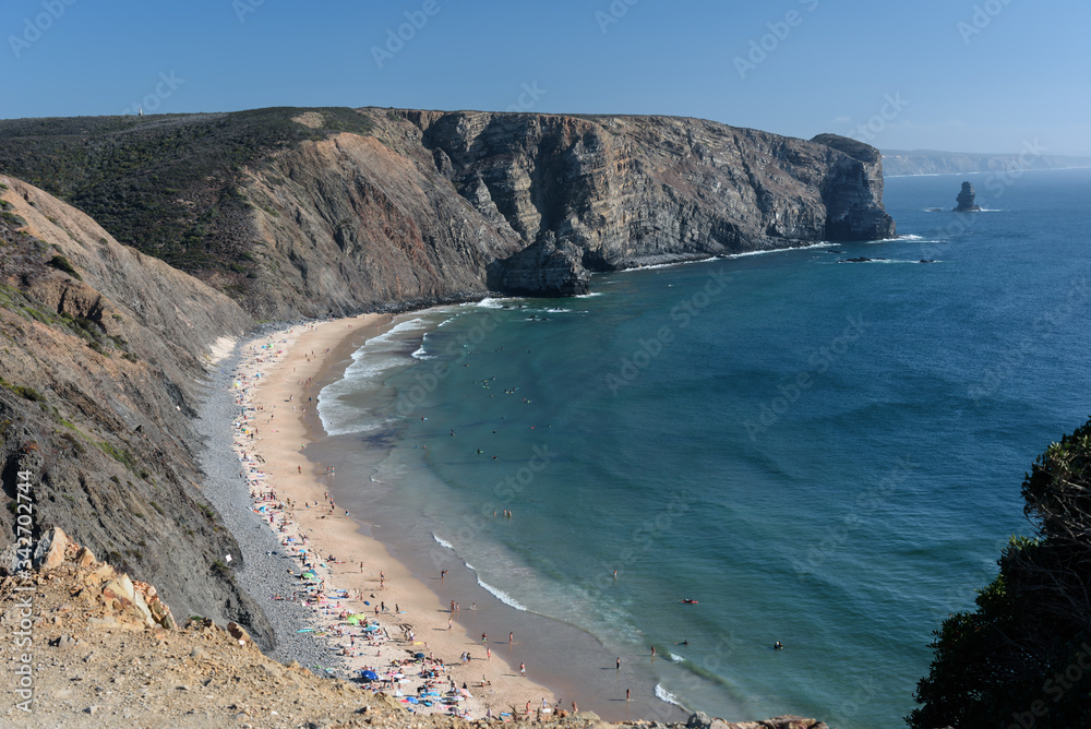 Arrifana beach in South-West Alentejo and Costa Vicentina Natural Park, Portugal, Aljezur .