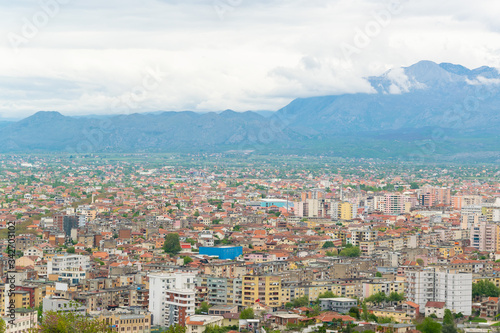 Panoramic view of Shkoder city, Albania. Exploring, traveling concept photo