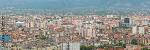 Panoramic view of Shkoder city, Albania. Exploring, traveling concept