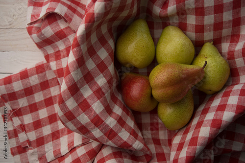 pears on a checkered fabric