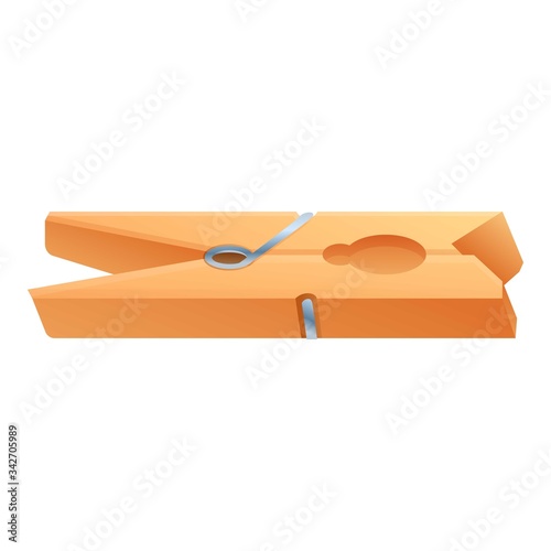 Wood clothes pins icon. Cartoon of wood clothes pins vector icon for web design isolated on white background
