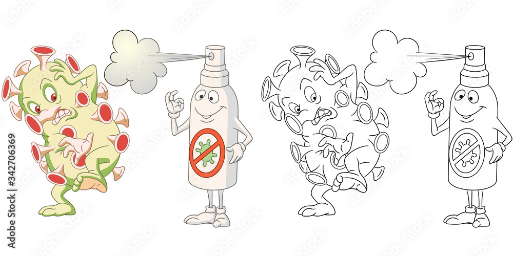 COVID-19. Cartoon character of Coronavirus. Self hygiene concept.