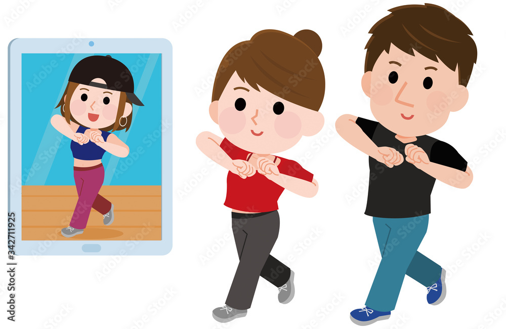 オンライン 動画配信 ダンス 男女 イラスト Stock Vector Adobe Stock