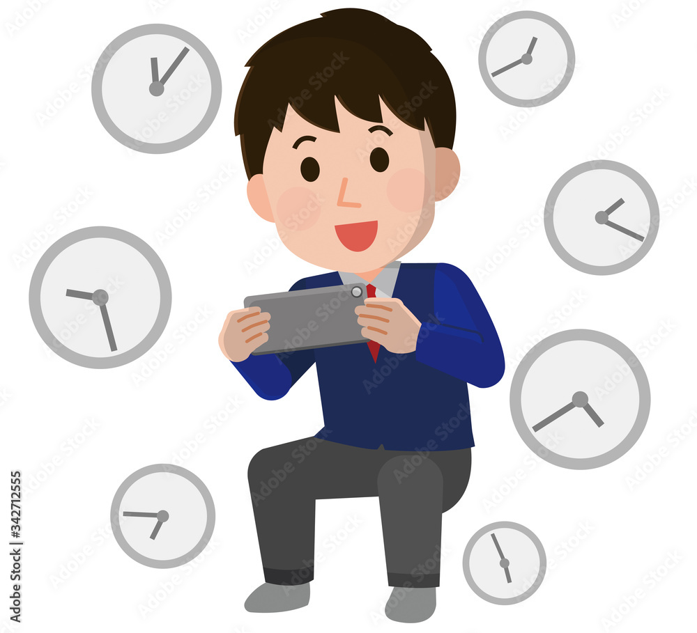 スマホ中毒 長時間 男子学生 イラスト Stock Vector Adobe Stock