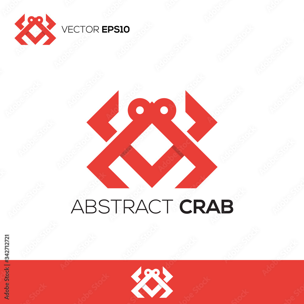 Fototapeta premium crab logo with abstract style in red, very suitable for shop logo, brand crab, company crab, restaurant sea food etc.