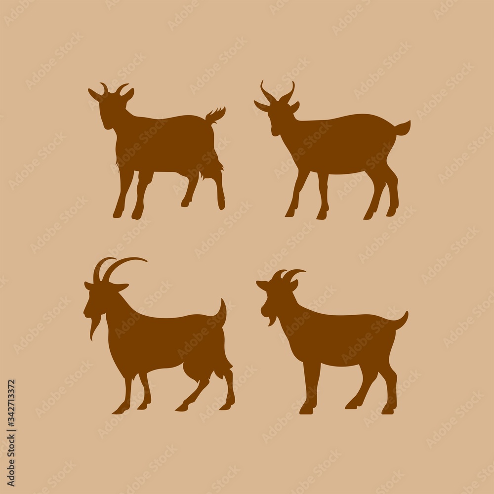Goat vector silhouette. Farm animal silhouette Goat vector silhouette. Farm animal silhouette