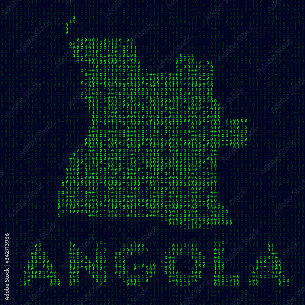 Digital Angola logo. Country symbol in hacker style. Binary code map of Angola with country name. Beautiful vector illustration.