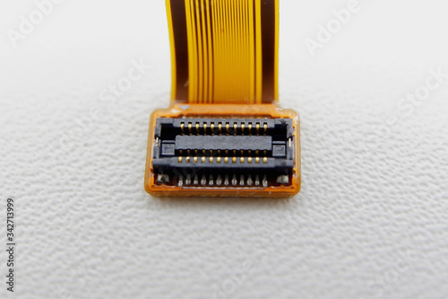 FCC/FPC with press fit connector in top view with white background
