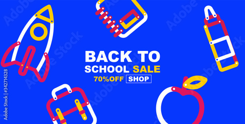 back to school sale banner, poster, design layout colorful, vector illustration.