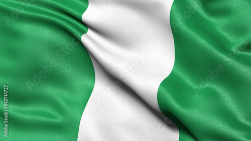 Obraz na plátně 3D illustration of the flag of Nigeria waving in the wind.
